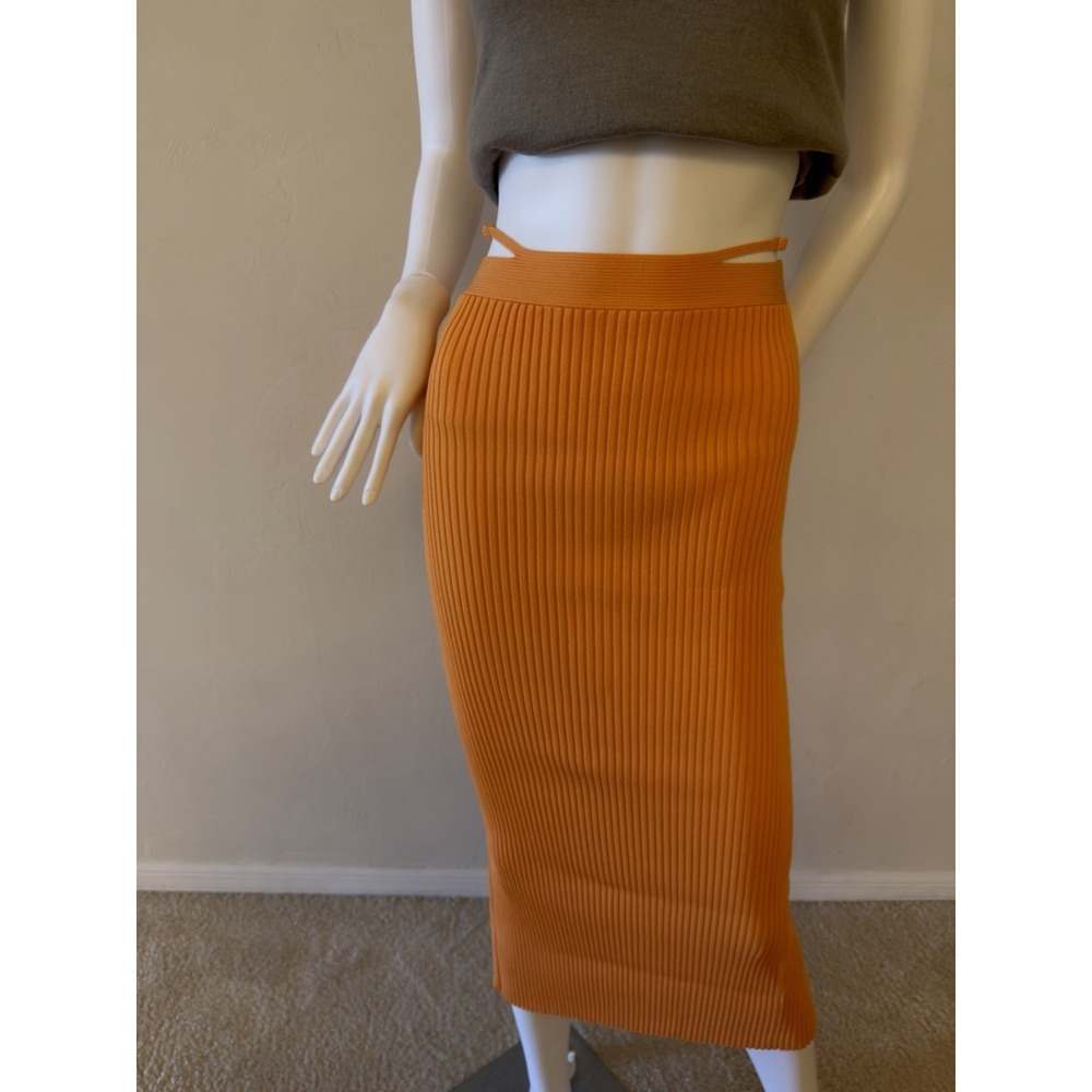 Rare‎ Jonathan Simkhai Orange Knit Cut-Out Midi Pencil Skirt size XS RN 94992